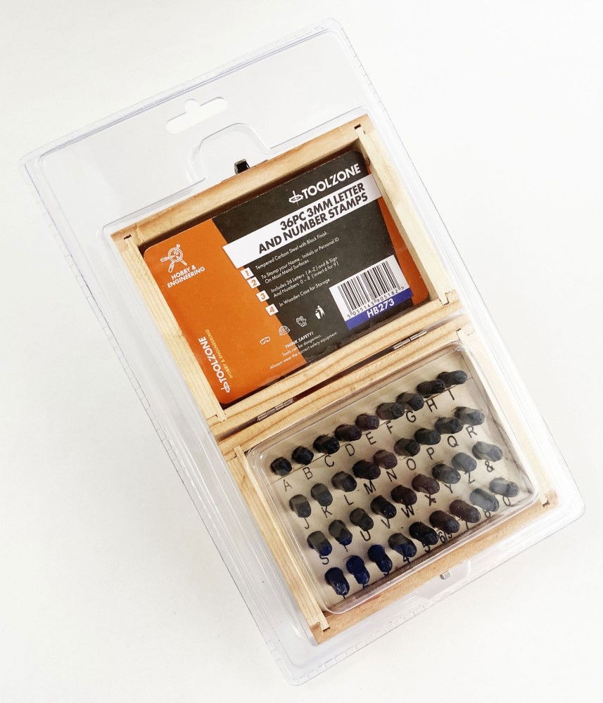 LETTER AND NUMBER STAMPS 36pc 3mm HEIGHT 2.75 LENGTH - TOOLZONE KDPHB273 thumbnail 2