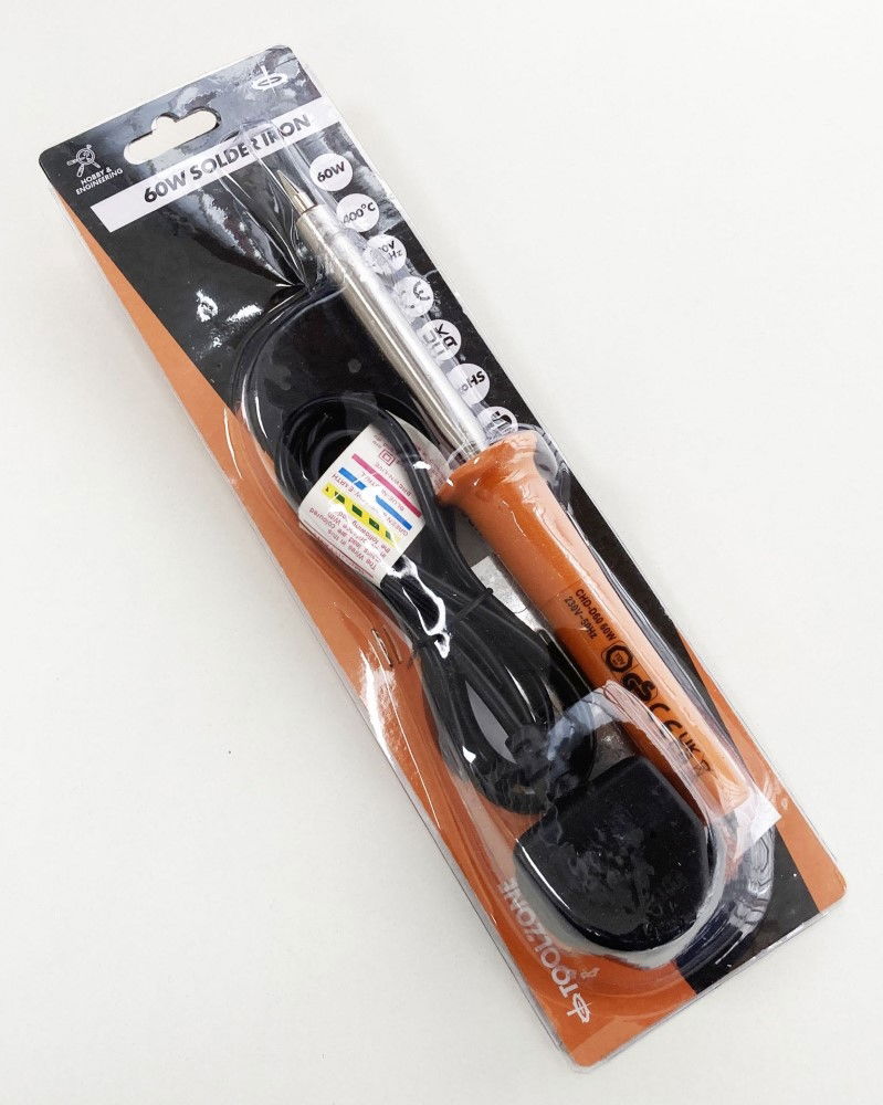 SOLDER IRON 60w 230v SCREWDRIVER TIP UK PLUG - TOOLZONE KDPHB279 thumbnail 2