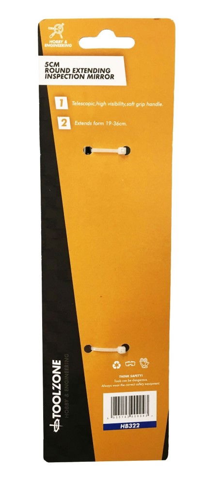 INSPECTION MIRROR ROUND 5cm TELESCOPIC EXTENDS 19-36cm - TOOLZONE KDPHB322 thumbnail 3