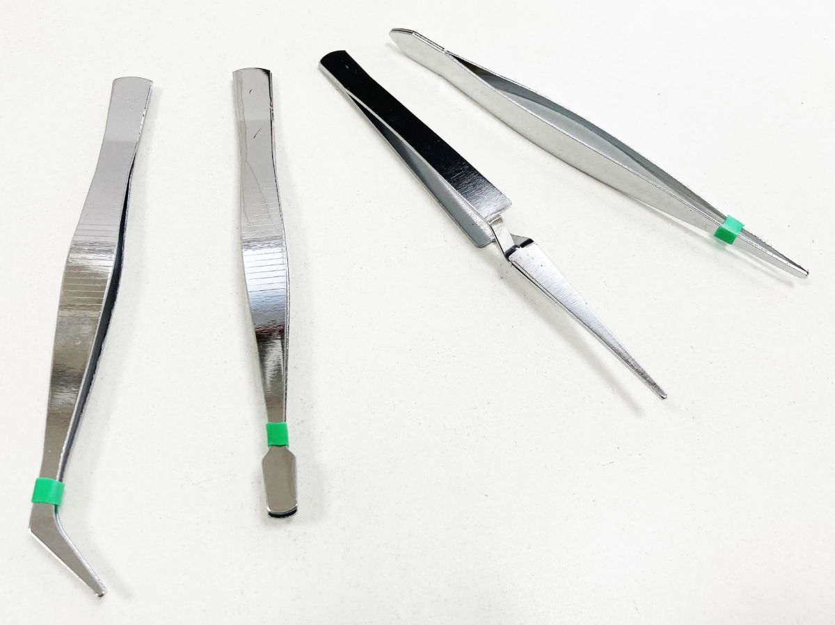 TWEEZER SET 4pc 4.5 FLAT ENDED POINTED ANGLED - TOOLZONE KDPHB324 thumbnail 3