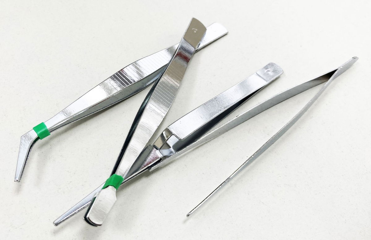 TWEEZER SET 4pc 4.5 FLAT ENDED POINTED ANGLED - TOOLZONE KDPHB324 thumbnail 4