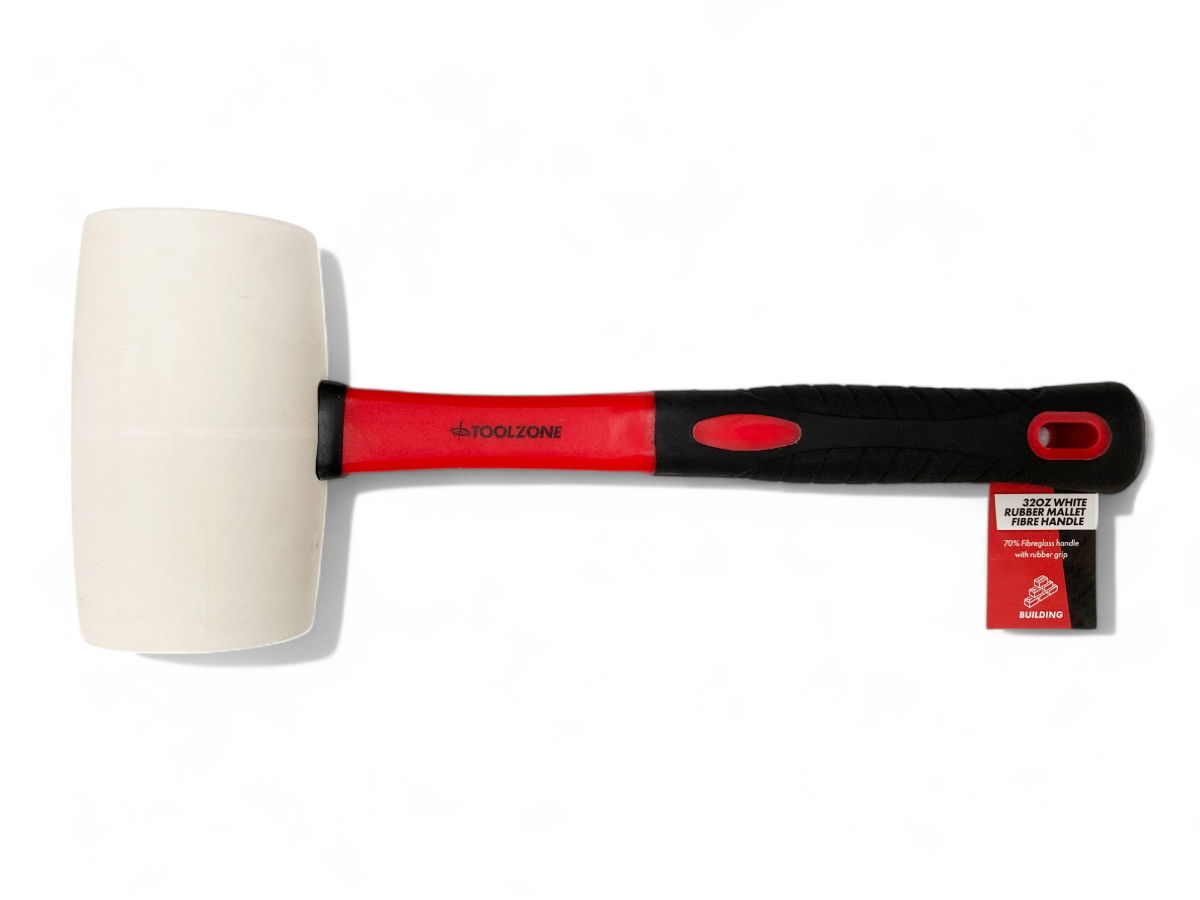 RUBBER MALLET 32oz WHITE HEAD FIBREGLASS HANDLE - TOOLZONE KDPHM007 thumbnail 2