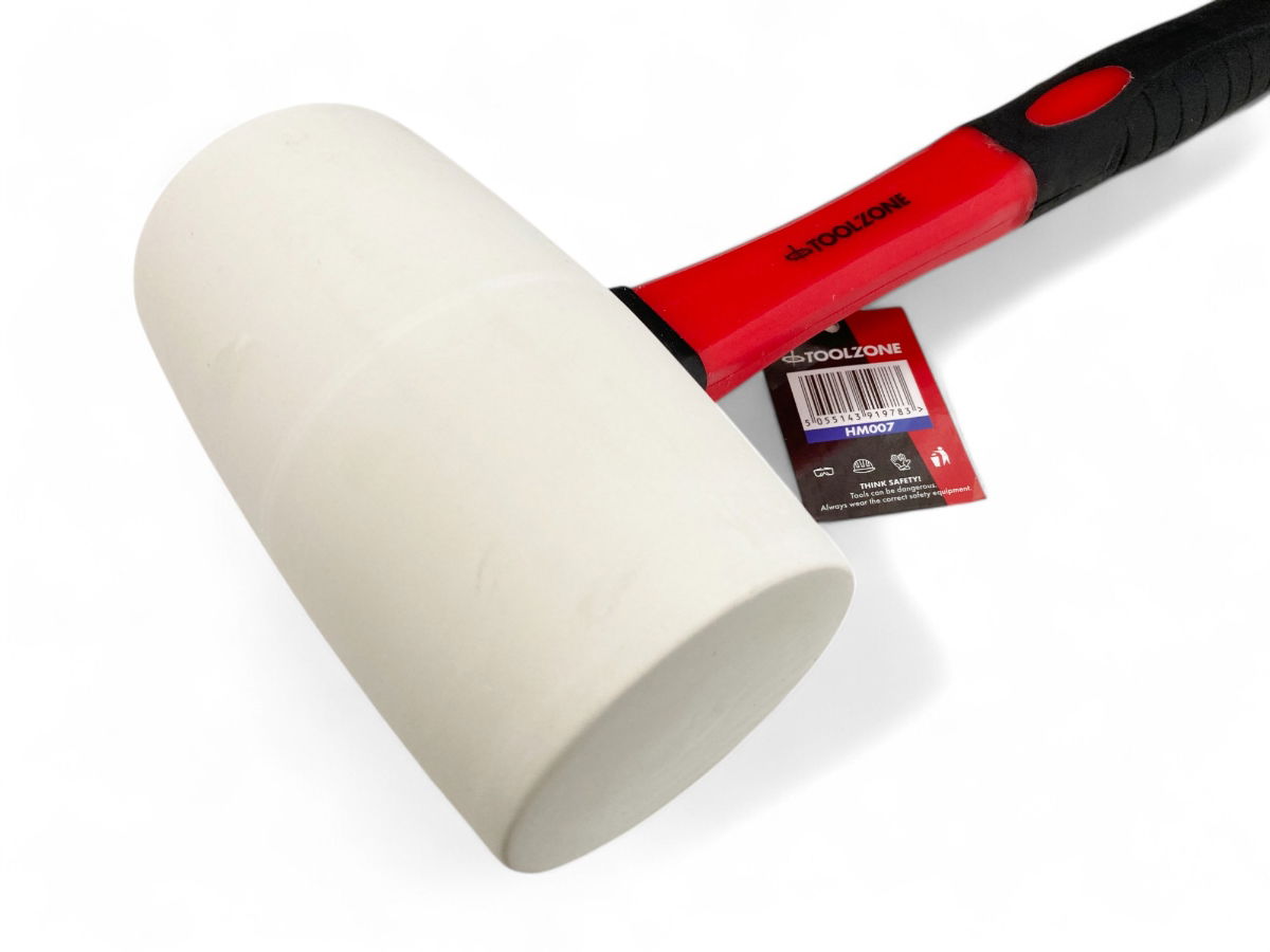 RUBBER MALLET 32oz WHITE HEAD FIBREGLASS HANDLE - TOOLZONE KDPHM007 thumbnail 3