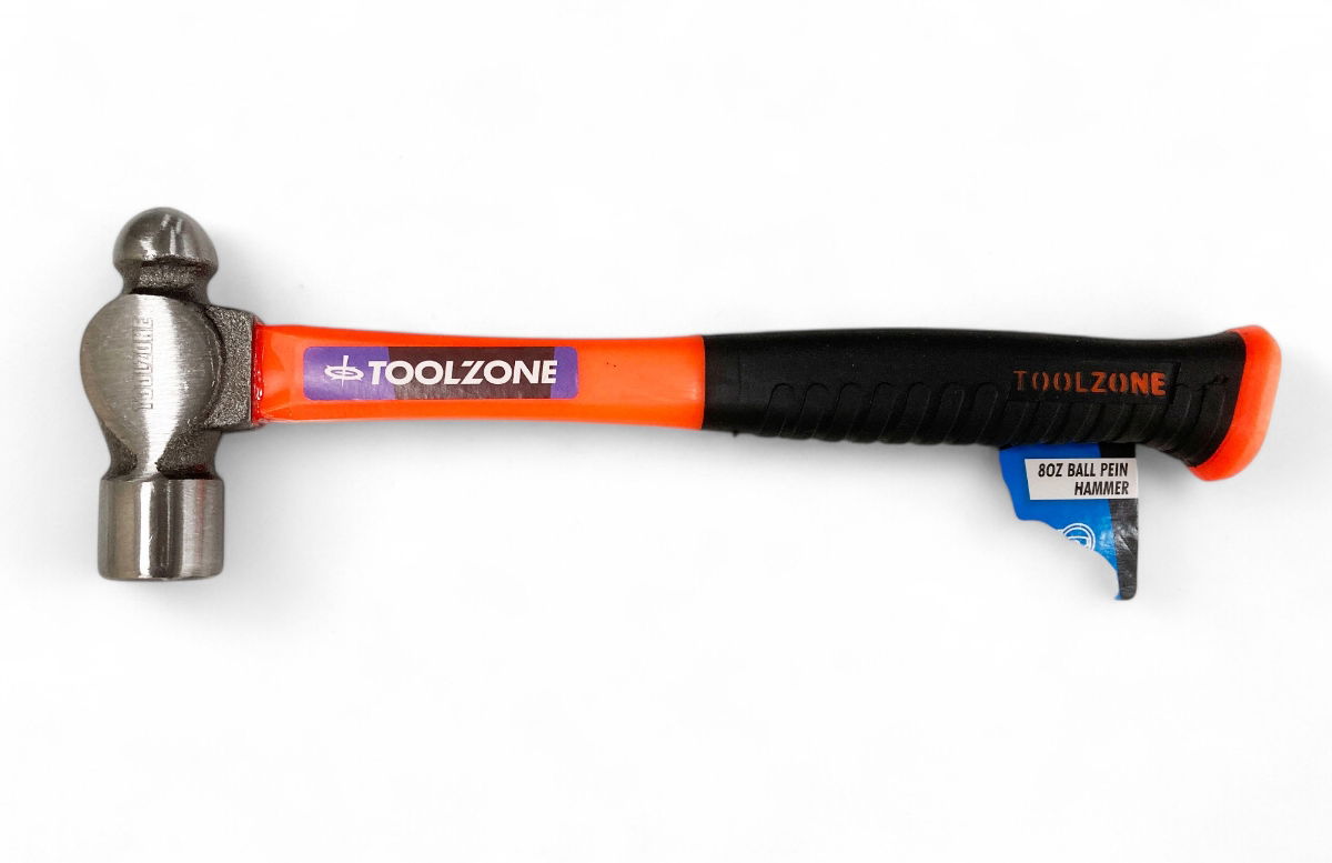 BALL PEIN HAMMER 8oz 70% FIBRE HANDLE ORANGE 280mm - TOOLZONE KDPHM061 thumbnail 2