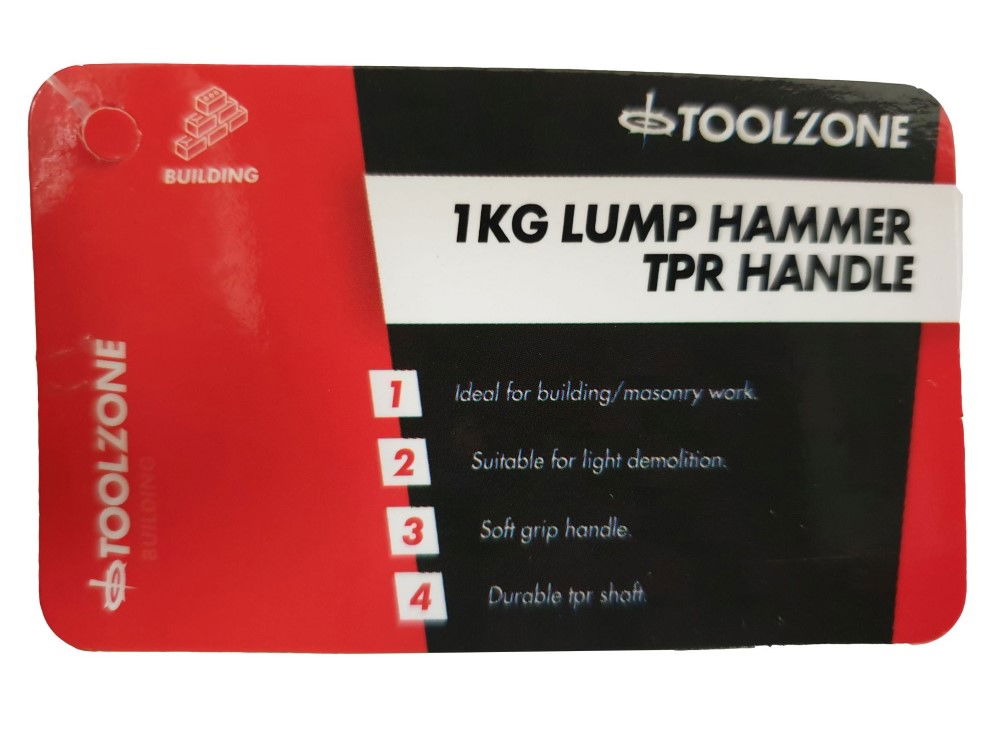 LUMP HAMMER 1kg TPR HANDLE 260mm - TOOLZONE KDPHM076 thumbnail 2