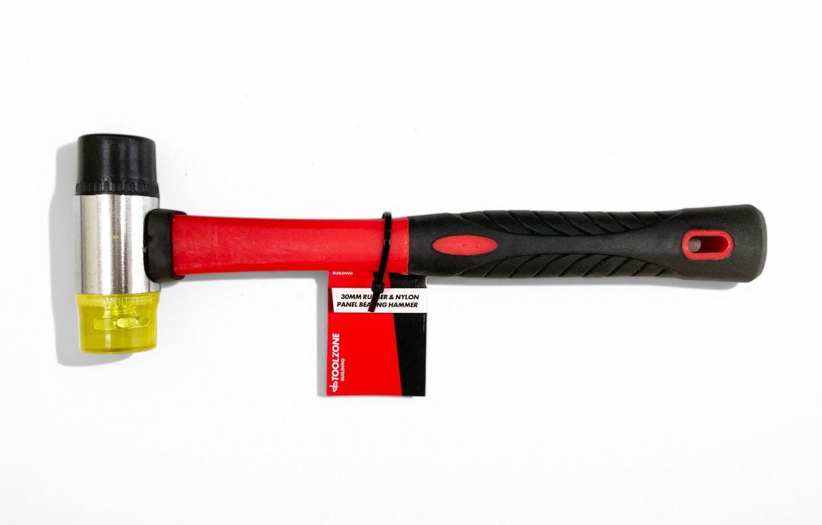 MALLET RUBBER AND NYLON HEAD 30mm FIBREGLASS HANDLE 290mm - TOOLZONE KDPHM126 thumbnail 2