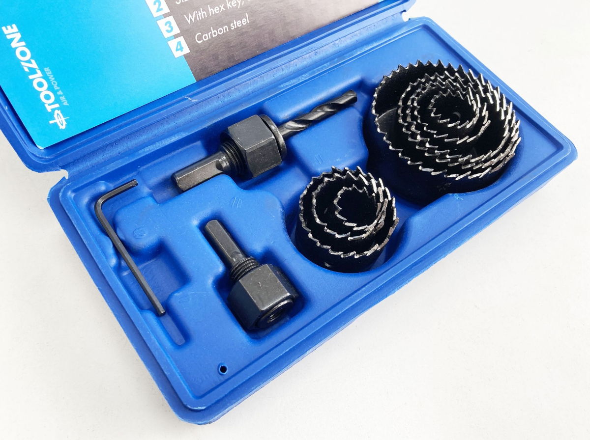 HOLE SAW SET 11pc CARBON STEEL SIZES 19-64mm - TOOLZONE KDPHS032 thumbnail 4