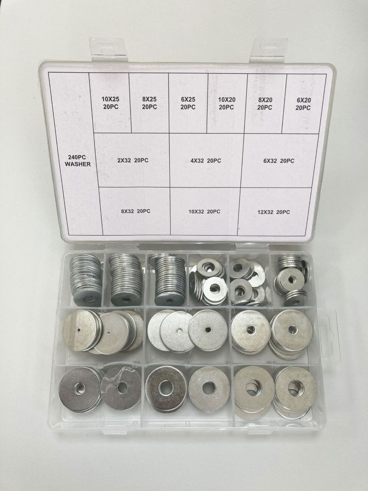PENNY WASHERS SET 240pc CARBON STEEL SIZES 2-32mm - TOOLZONE KDPHW002 thumbnail 2