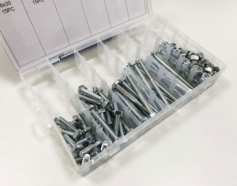 BOLTS AND NUTS ASSORTMENT 100pc 8mm M8 1.25mm PITCH - TOOLZONE KDPHW003 thumbnail 5