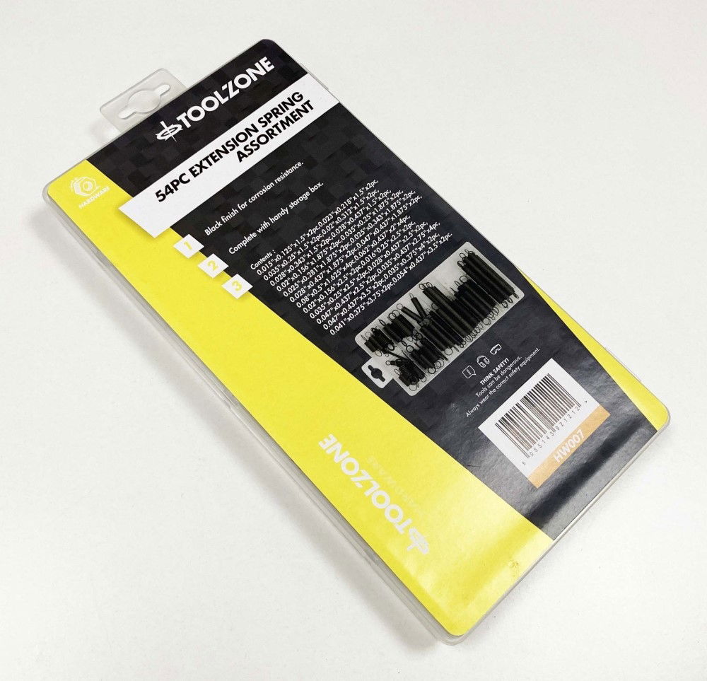 EXTENSION SPRING ASSORTMENT 54pc RUST RESISTANT SIZES 1.5 - TOOLZONE KDPHW007 thumbnail 2