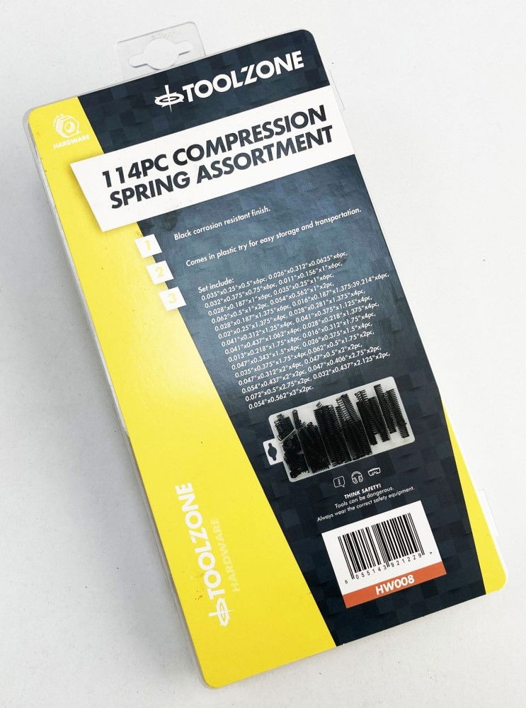 COMPRESSION SPRING ASSORTMENT 114pc RUST RESISTANT VARIOUS SIZES - TOOLZONE KDPHW008 thumbnail 2