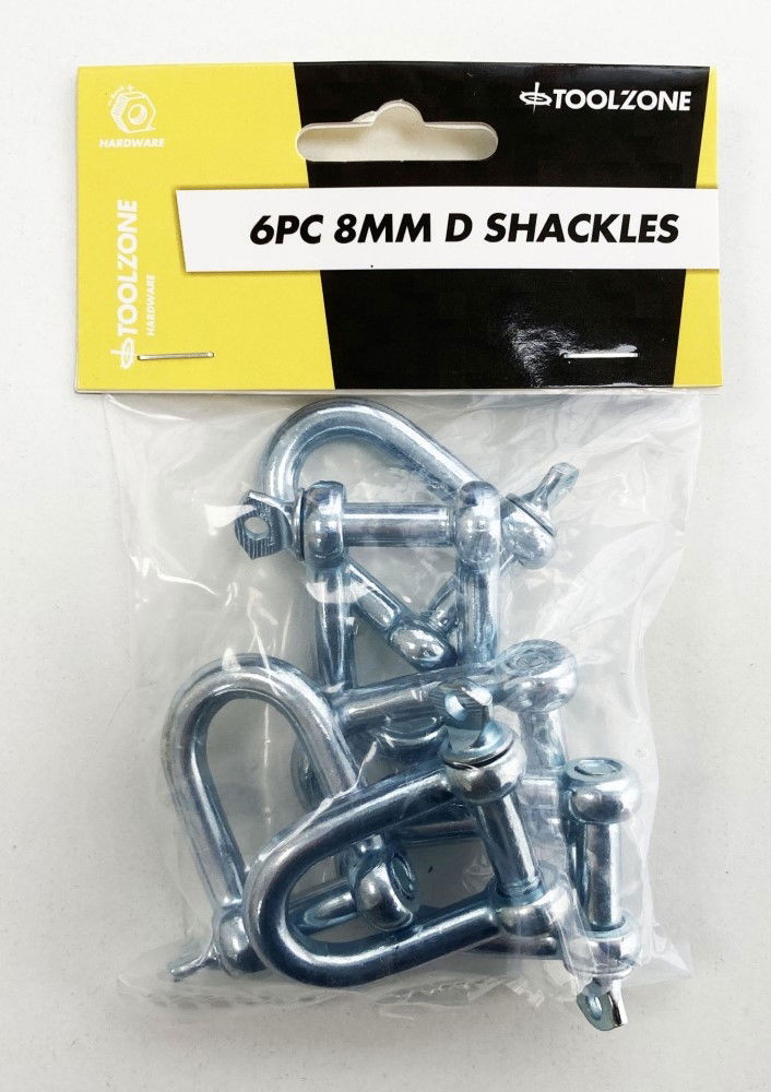 D SHACKLES 6pc 8mm INTERNAL HEIGHT 30mm EXTERNAL HEIGHT 50mm - TOOLZONE KDPHW011 image 1