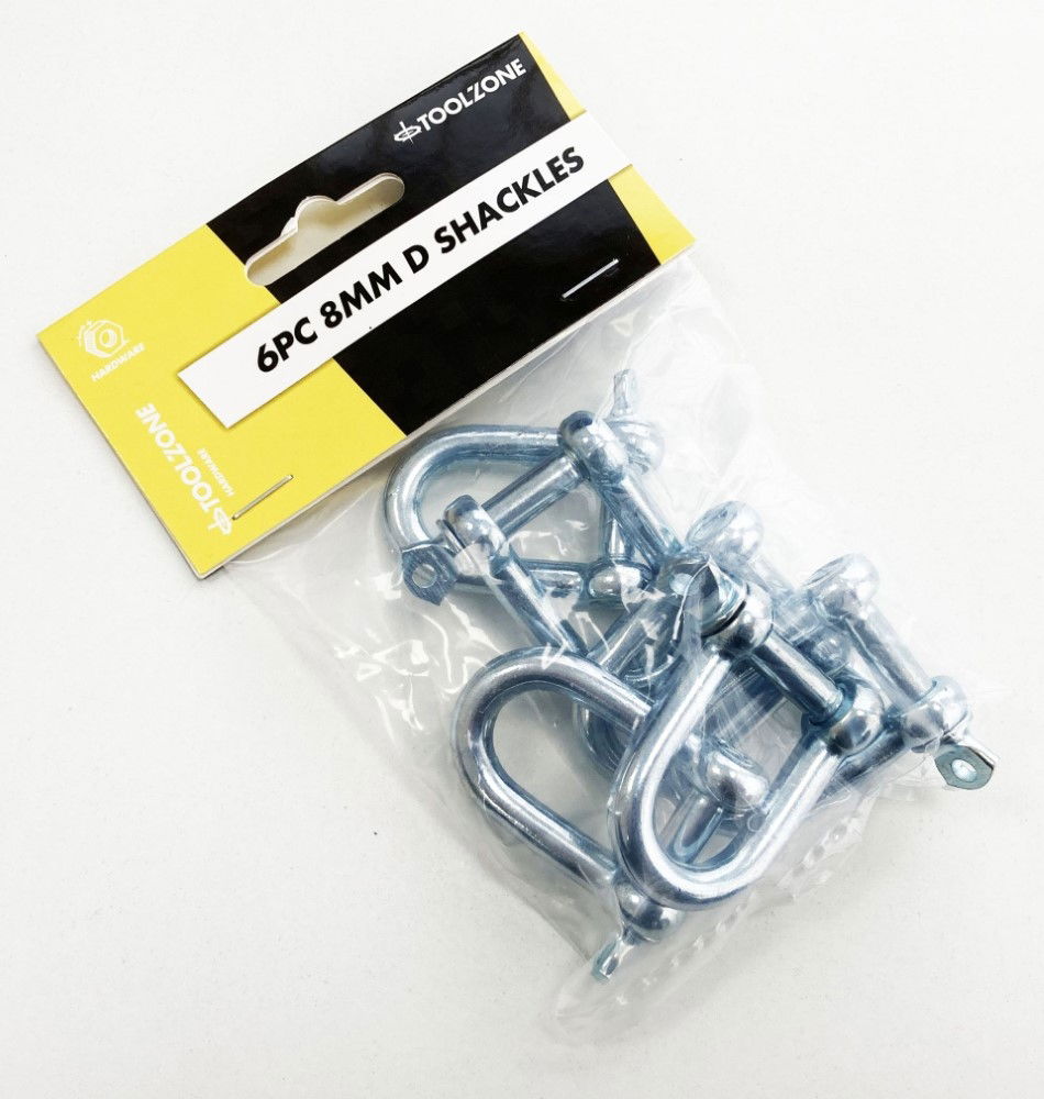 D SHACKLES 6pc 8mm INTERNAL HEIGHT 30mm EXTERNAL HEIGHT 50mm - TOOLZONE KDPHW011 thumbnail 2