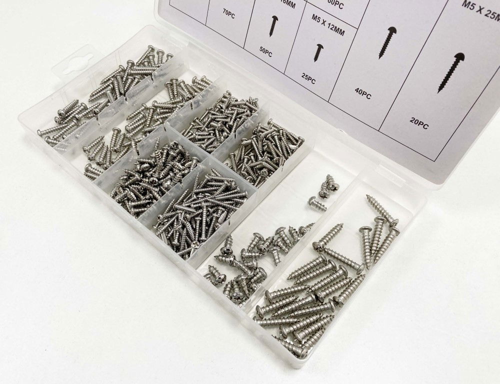 METAL SCREWS ASSORTMENT 410pc STAINLESS STEEL M3-M5 - TOOLZONE KDPHW012 thumbnail 4