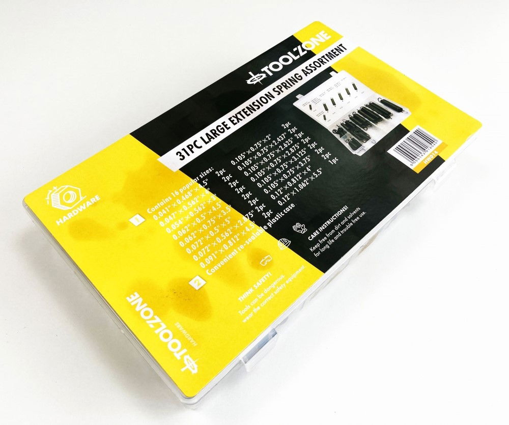 EXTENSION SPRING ASSORTMENT 31pc LARGE RUST RESISTANT VARIOUS SIZES - TOOLZONE KDPHW014 thumbnail 2