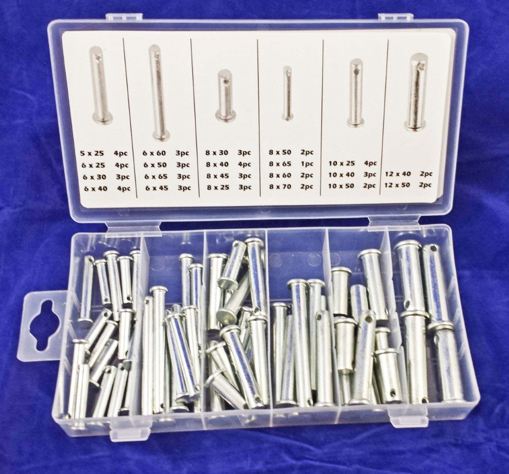 CLEVIS PINS ASSORTMENT 60pc CHROME VANADIUM ZINC PLATED VARIOUS SIZES - TOOLZONE KDPHW018 thumbnail 3