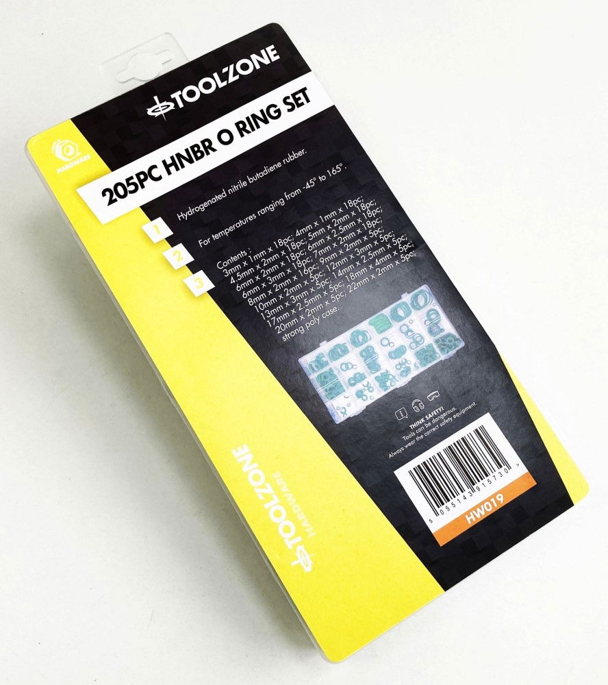 O RING SET 205pc HNBR VARIOUS SIZES - TOOLZONE KDPHW019 thumbnail 2