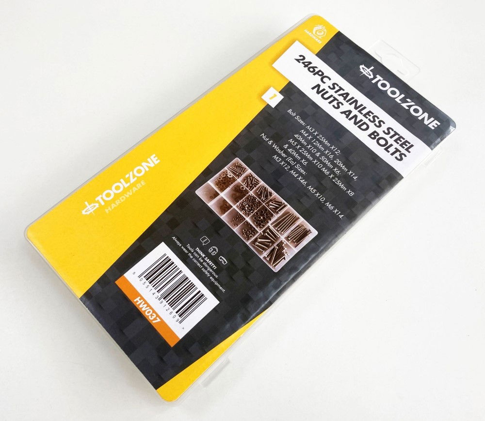 NUTS AND BOLTS ASSORTMENT 246pc STAINLESS STEEL M3-M6 - TOOLZONE KDPHW037 thumbnail 2
