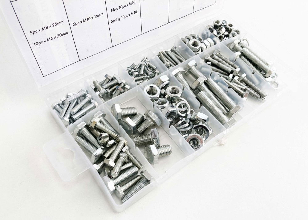 NUTS BOLTS AND WASHERS ASSORTMENT 240pc CARBON STEEL M4-M10 - TOOLZONE KDPHW042 thumbnail 4