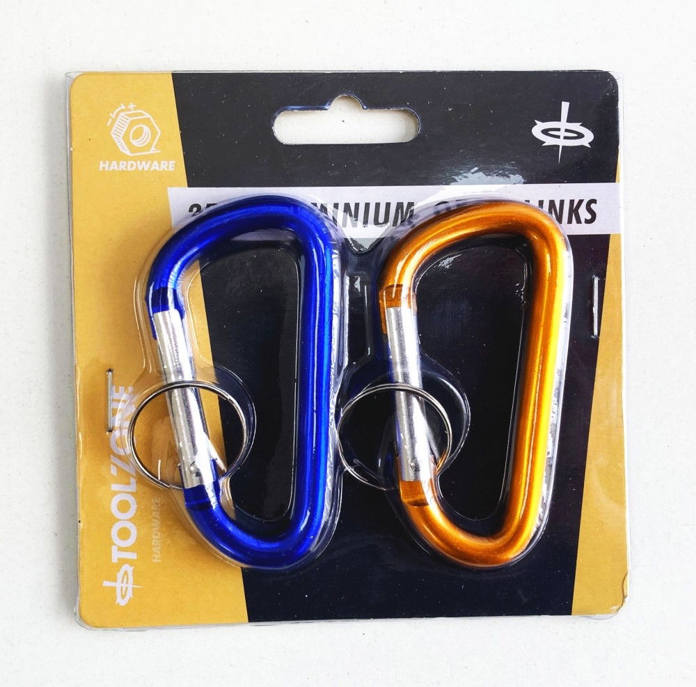 ALUMINIUM SPRING LINK SET 2pc 40x75mm WITH KEY LOOPS ORANGE BLUE - TOOLZONE KDPHW065 image 1