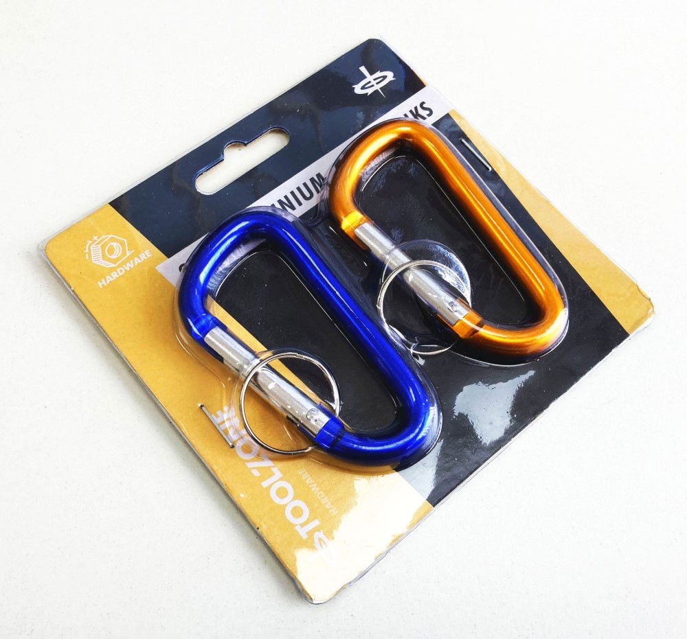 ALUMINIUM SPRING LINK SET 2pc 40x75mm WITH KEY LOOPS ORANGE BLUE - TOOLZONE KDPHW065 thumbnail 2