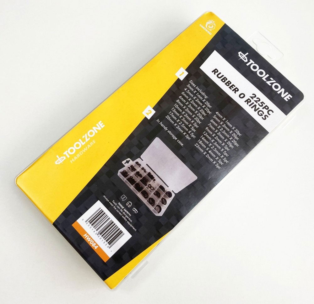 RUBBER O RING ASSORTMENT 225pc IN POLY BOX - TOOLZONE KDPHW084 thumbnail 2