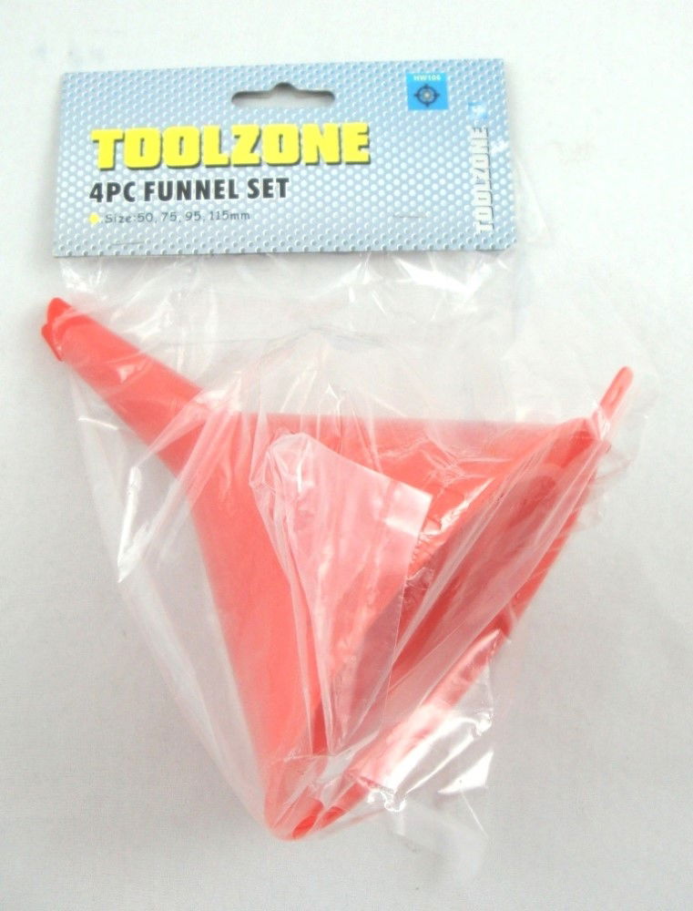 FUNNEL SET 4pc PLASTIC 50-110mm - TOOLZONE KDPHW106 thumbnail 2