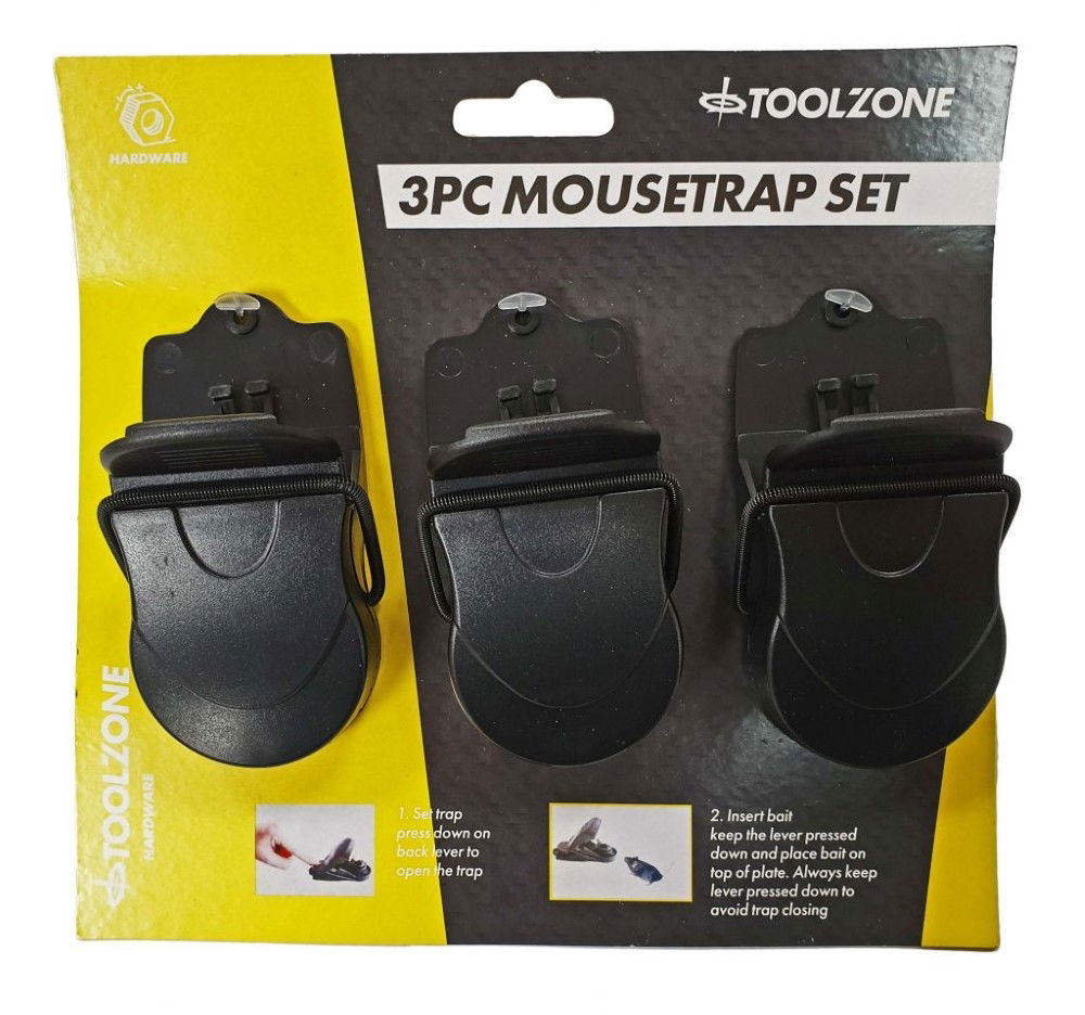 MOUSE TRAPS SET 3pc PLASTIC - TOOLZONE KDPHW144 image 1