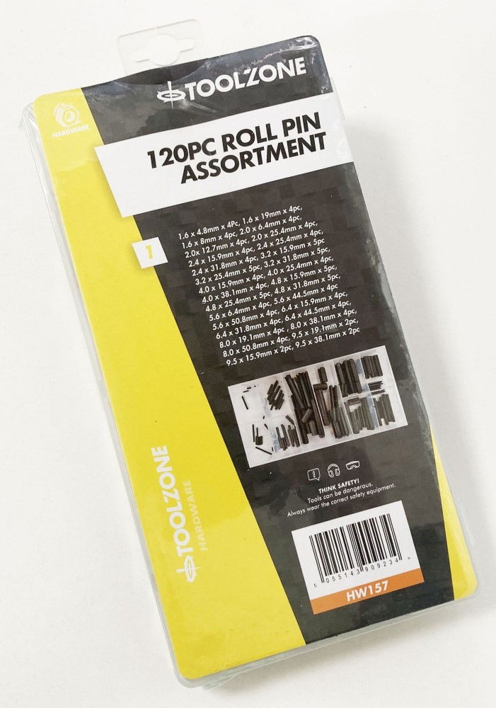 ROLL PIN ASSORTMENT 120pc IN STORAGE BOX - TOOLZONE KDPHW157 thumbnail 2