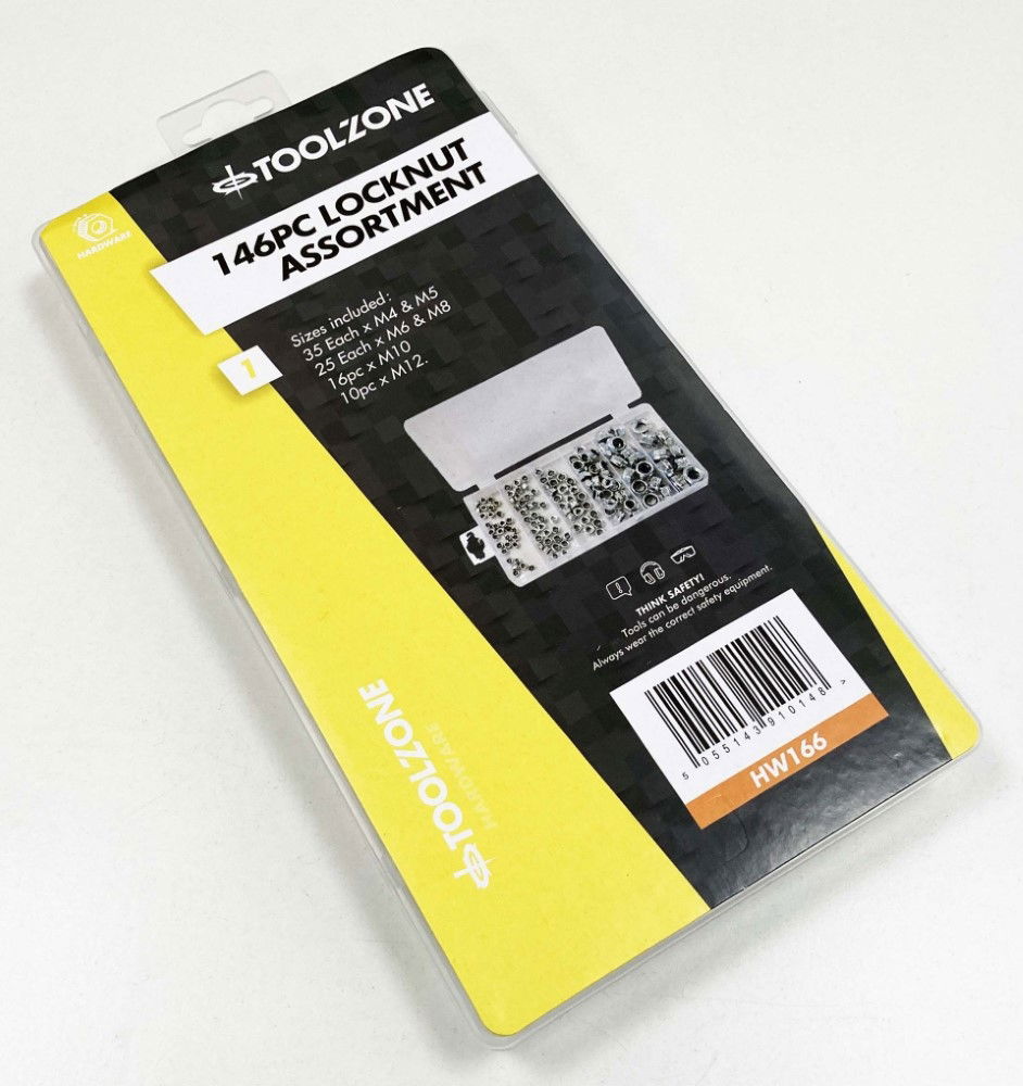LOCKNUT ASSORTMENT 146pc IN STORAGE BOX - TOOLZONE KDPHW166 thumbnail 2