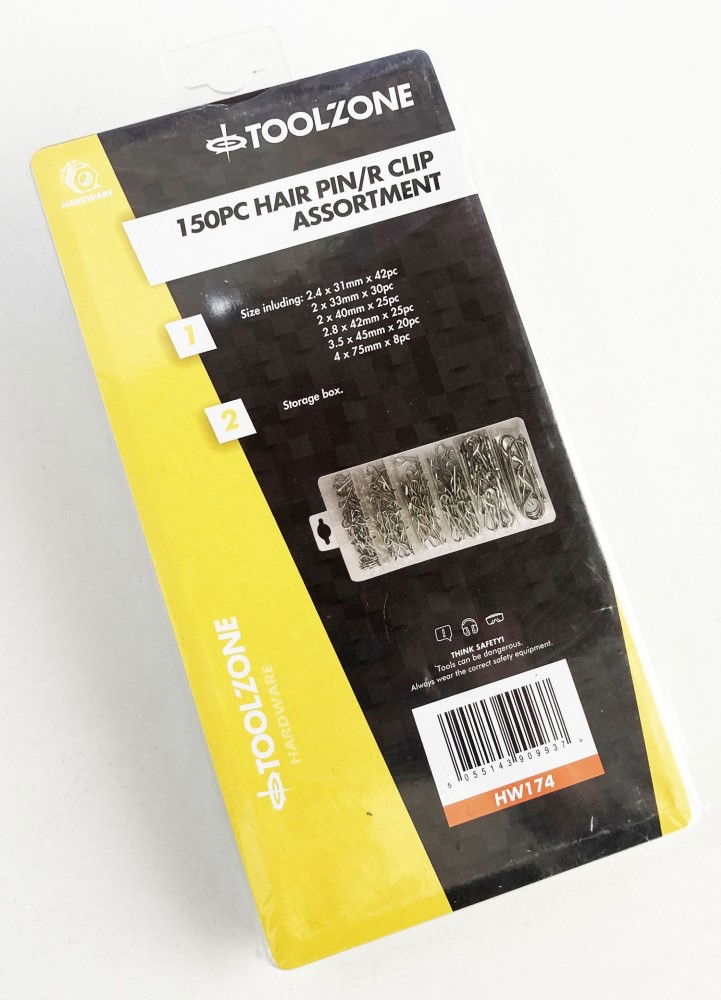 HAIR PIN R CLIP ASSORTMENT 150pc IN STORAGE BOX - TOOLZONE KDPHW174 thumbnail 3