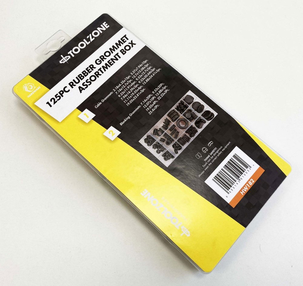 RUBBER GROMMET ASSORTMENT 125pc IN STORAGE BOX - TOOLZONE KDPHW182 thumbnail 2