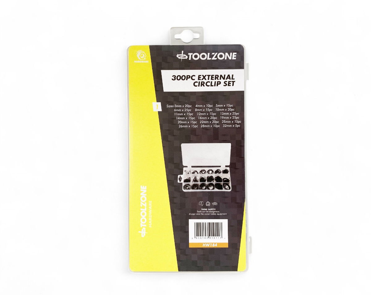 EXTERNAL CIRCLIP ASSORTMENT 300pc IN STORAGE BOX - TOOLZONE KDPHW184 thumbnail 3