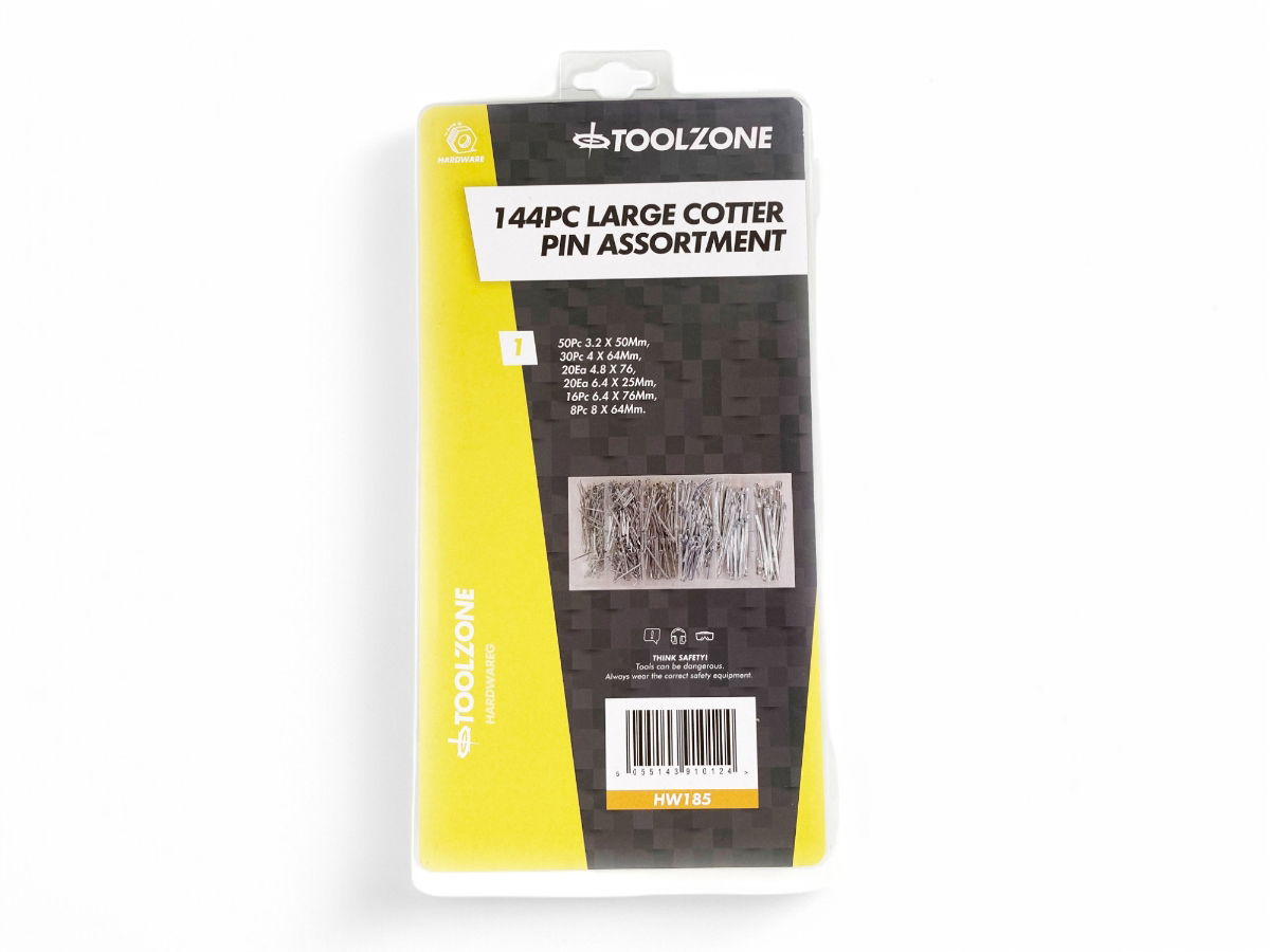 COTTER PIN ASSORTMENT LARGE 144pc IN STORAGE BOX - TOOLZONE KDPHW185 thumbnail 3
