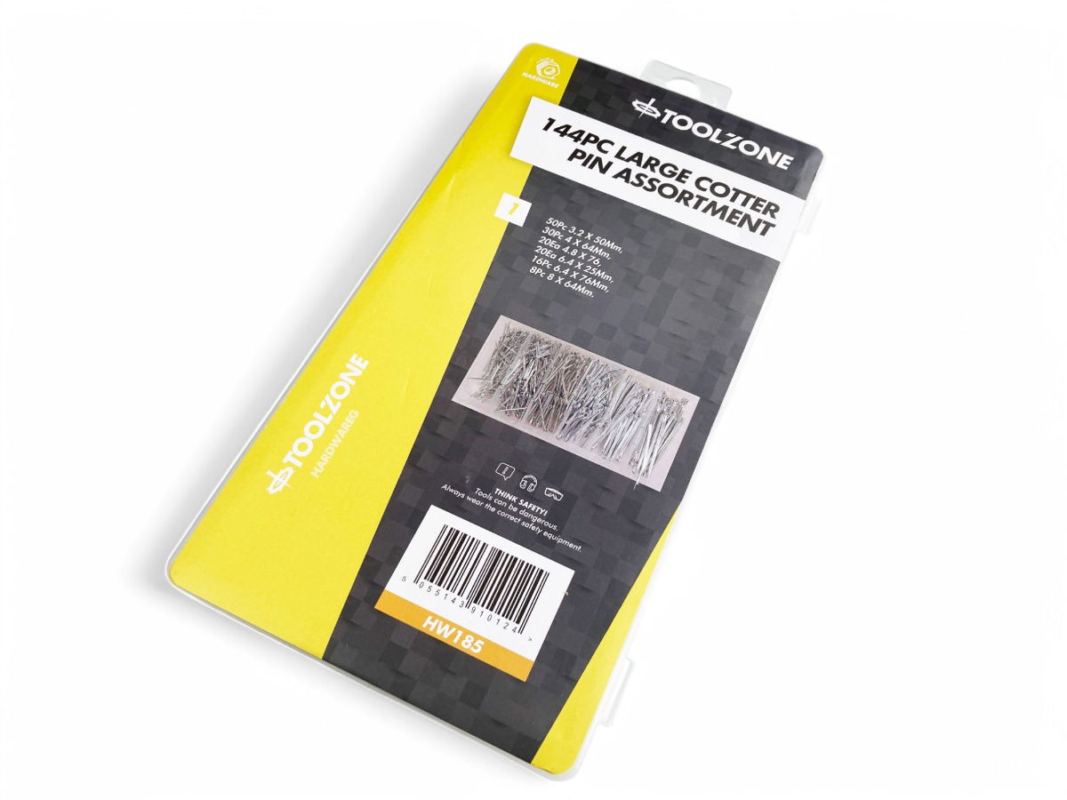 COTTER PIN ASSORTMENT LARGE 144pc IN STORAGE BOX - TOOLZONE KDPHW185 thumbnail 4