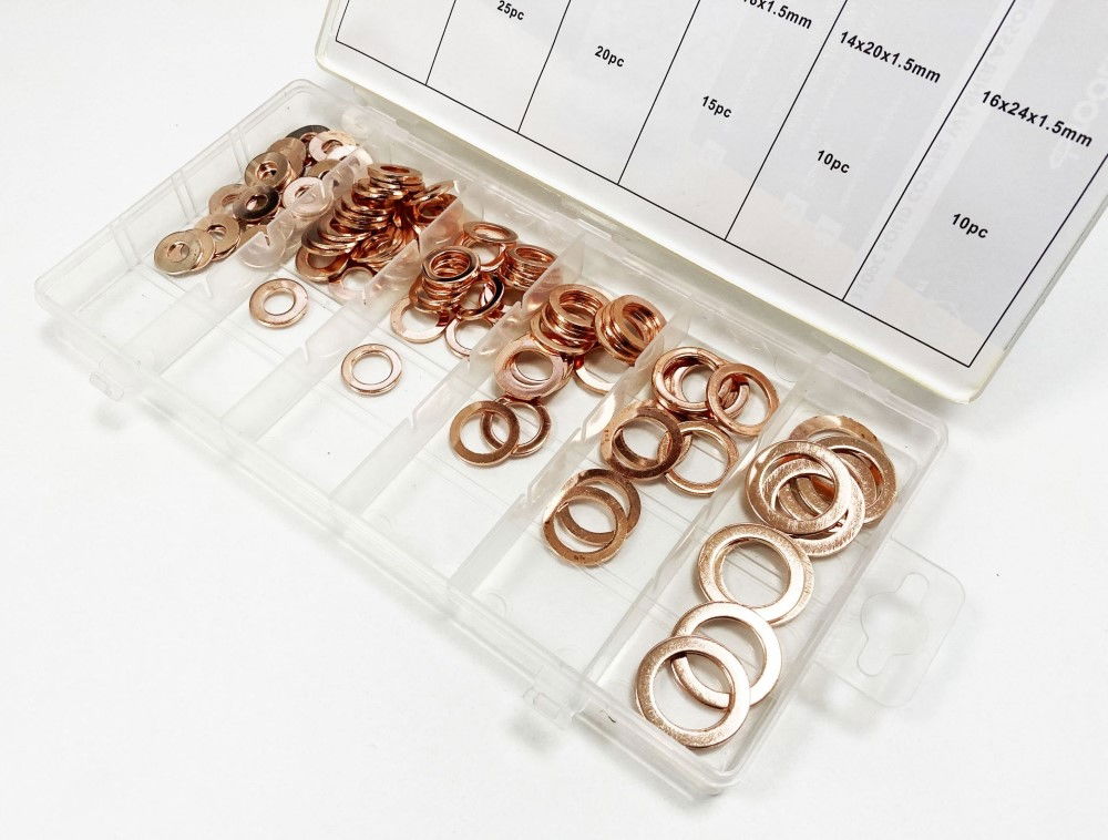 COPPER WASHER ASSORTMENT 110pc IN SLIMLINE STORAGE BOX - TOOLZONE KDPHW204 thumbnail 4
