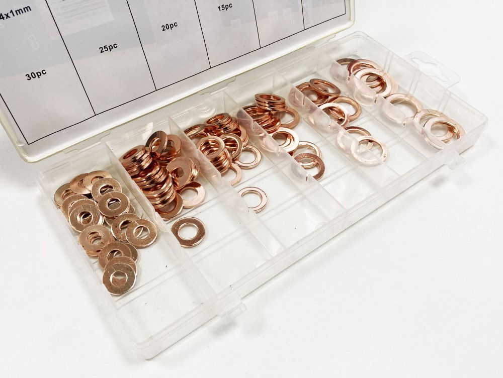COPPER WASHER ASSORTMENT 110pc IN SLIMLINE STORAGE BOX - TOOLZONE KDPHW204 thumbnail 5