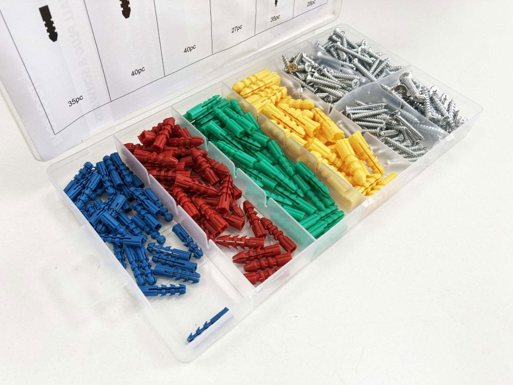 WALL PLUG AND SCREW ASSORTMENT 285pc IN STORAGE BOX - TOOLZONE KDPHW206 thumbnail 4
