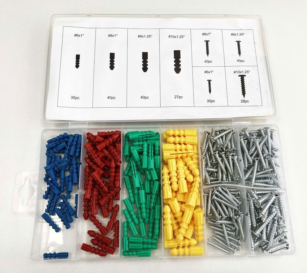 WALL PLUG AND SCREW ASSORTMENT 285pc IN STORAGE BOX - TOOLZONE KDPHW206 thumbnail 5