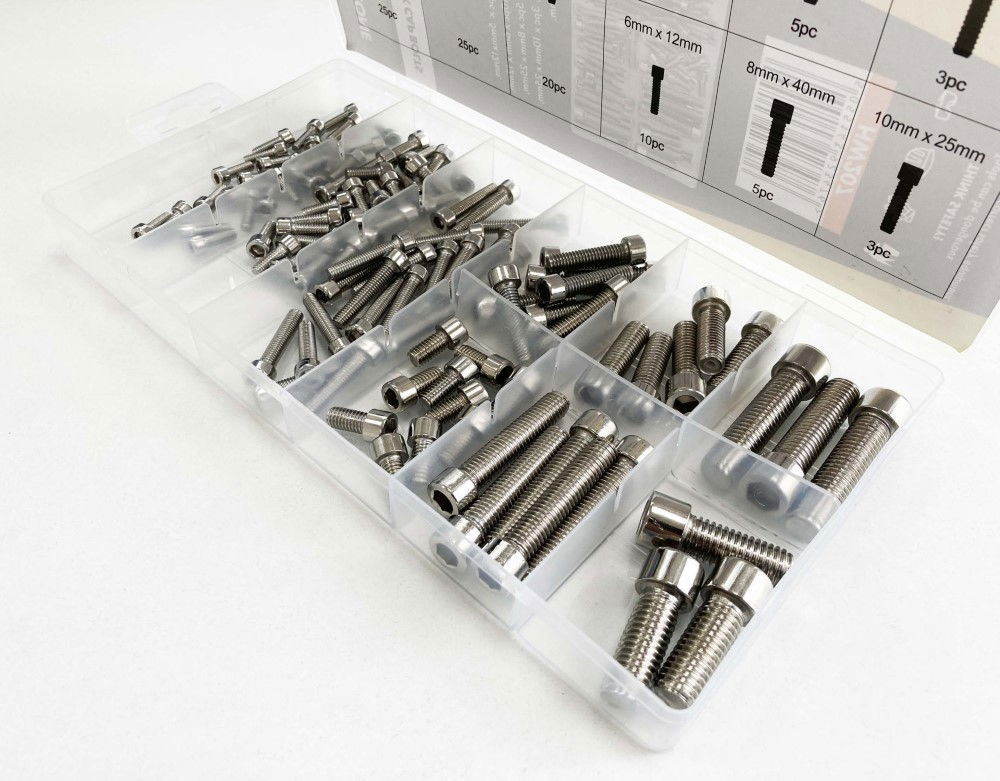 HEX CAP BOLT ASSORTMENT STAINLESS STEEL 201 106pc IN STORAGE BOX - TOOLZONE KDPHW207 thumbnail 4