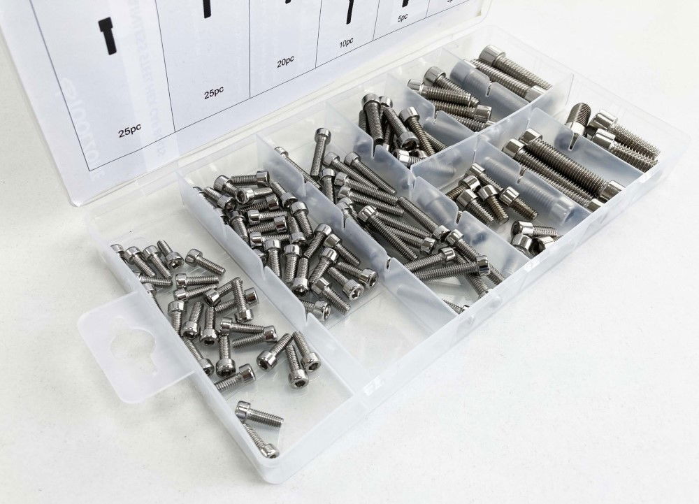 HEX CAP BOLT ASSORTMENT STAINLESS STEEL 201 106pc IN STORAGE BOX - TOOLZONE KDPHW207 thumbnail 5