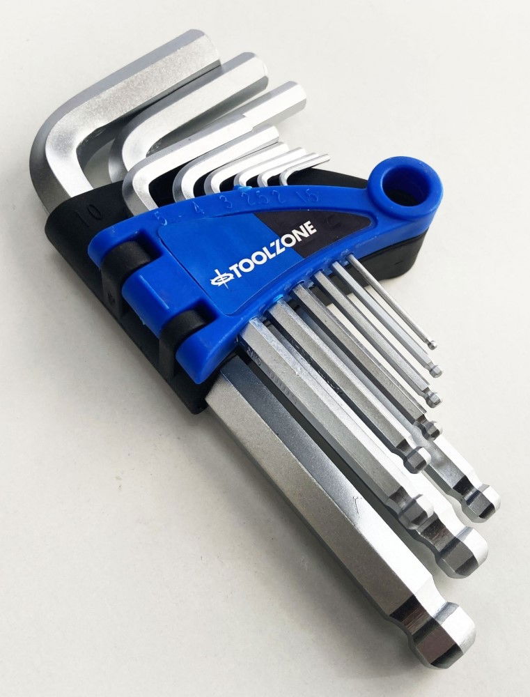 HEX KEY SET SHORT BALL END 9pc 1.5-10mm CHROME VANADIUM - TOOLZONE KDPHX013 thumbnail 5