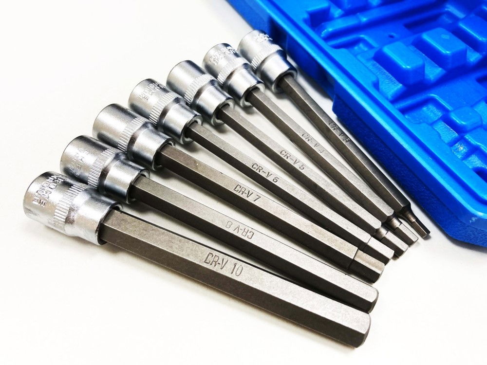 HEX BIT SET LONG 3/8 DRIVE 7pc H3-H10 110mm CHROME VANADIUM - TOOLZONE KDPHX014 thumbnail 4