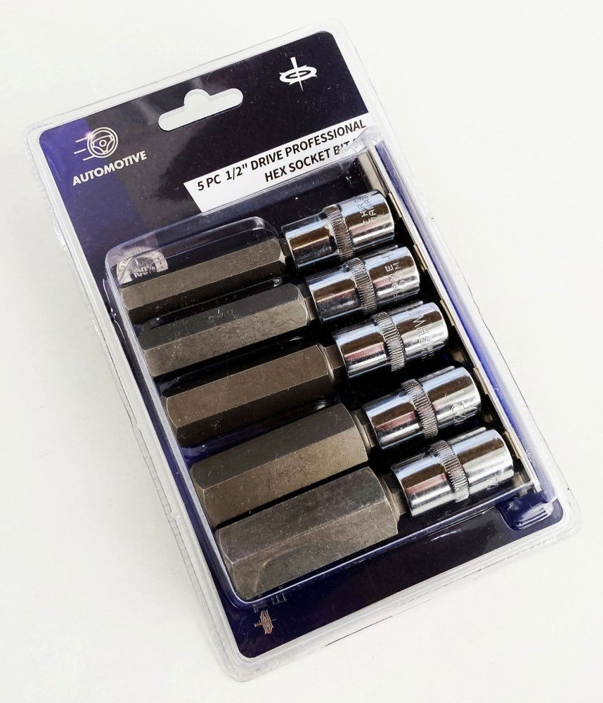 HEX BIT SET EXTRA LONG 1/2 DRIVE 5pc H14-H24 100mm CHROME VANADIUM - TOOLZONE KDPHX015 thumbnail 2