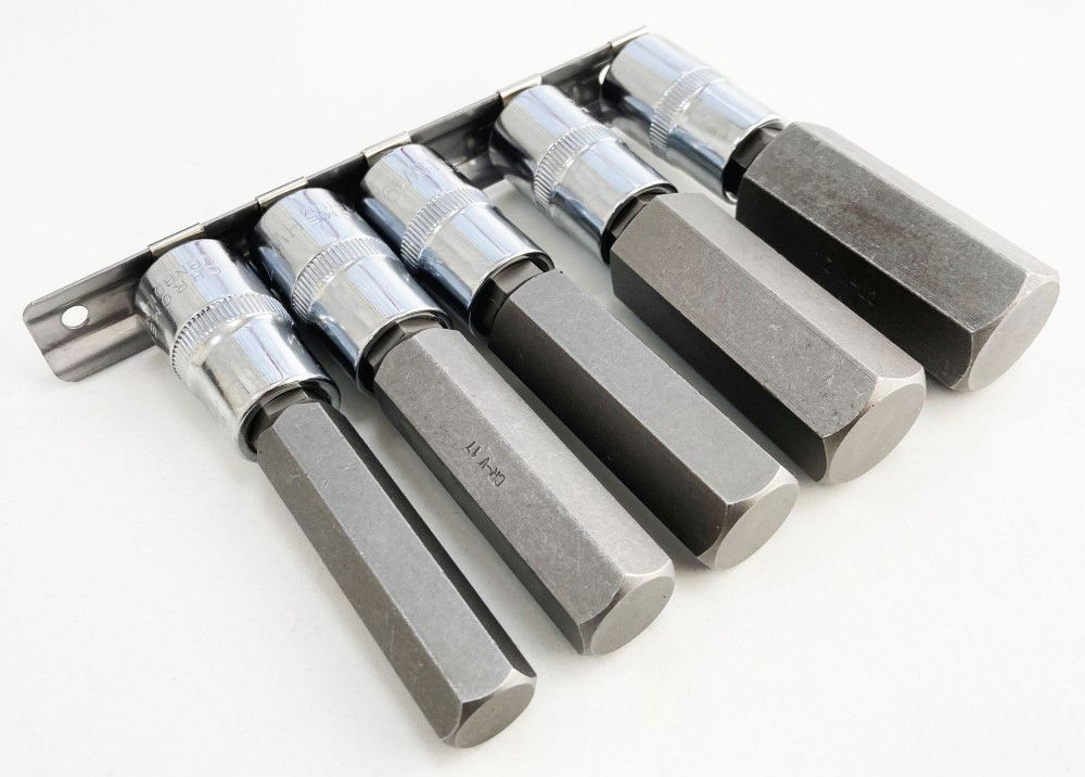 HEX BIT SET EXTRA LONG 1/2 DRIVE 5pc H14-H24 100mm CHROME VANADIUM - TOOLZONE KDPHX015 thumbnail 5