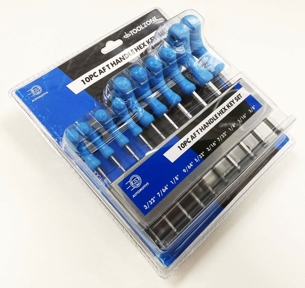 HEX KEY SET T HANDLE AF 10pc IN RACK CHROME VANADIUM - TOOLZONE KDPHX016 thumbnail 2