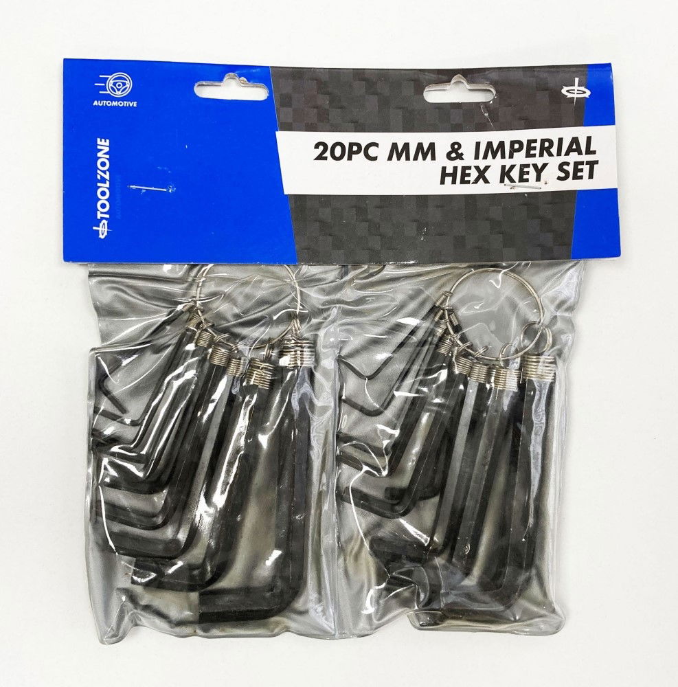 HEX KEY SET METRIC AND AF 20pc CARBON STEEL - TOOLZONE KDPHX020 image 1