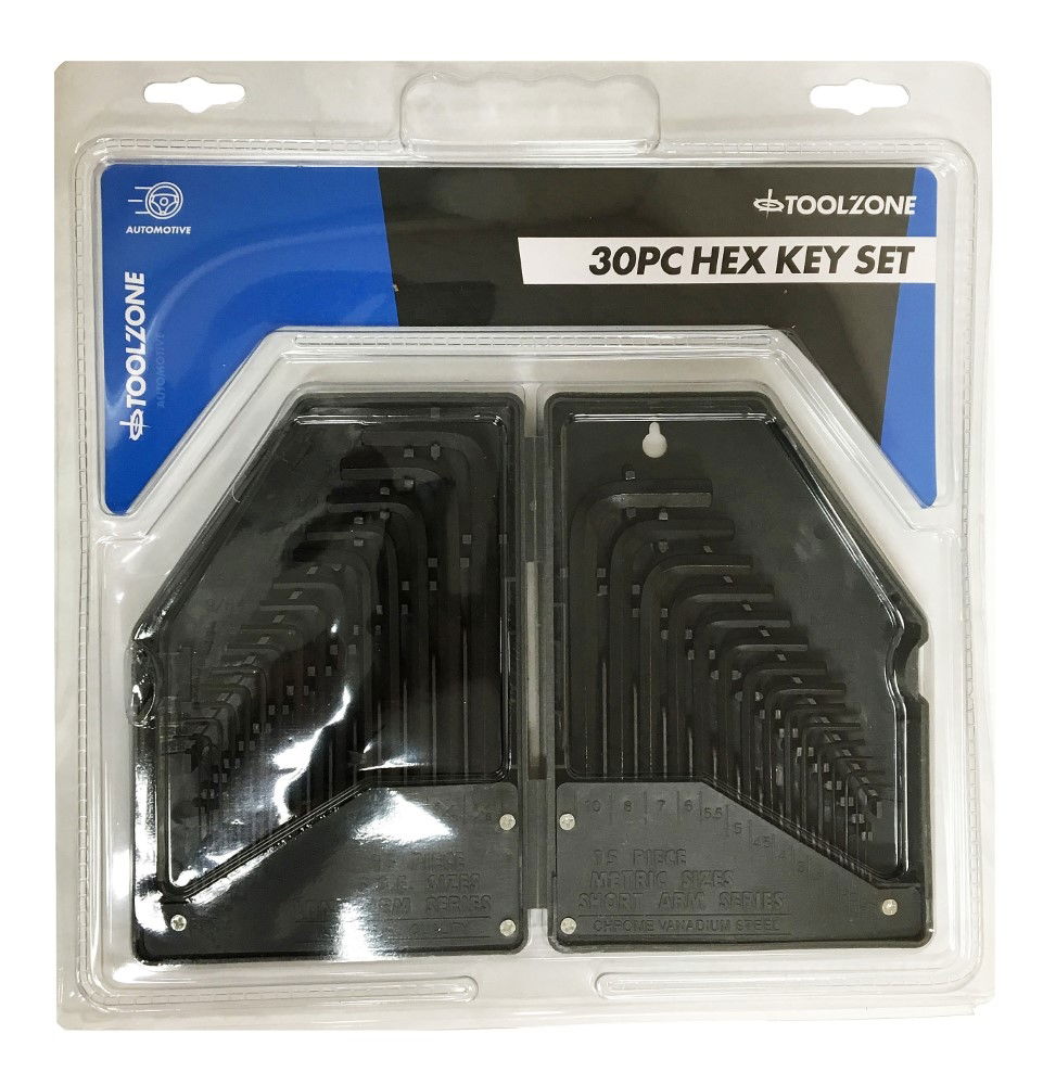 HEX KEY SET METRIC AND AF 30pc IN CASE LONG AND SHORT ARM - TOOLZONE KDPHX023 thumbnail 4