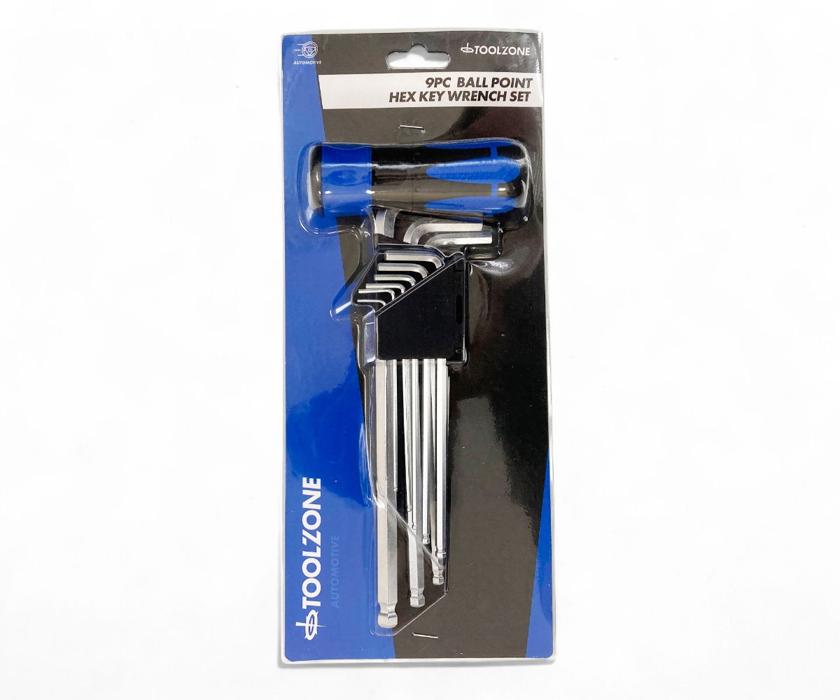 HEX KEY SET BALL END METRIC 9pc WITH HANDLE CHROME ALLOY - TOOLZONE KDPHX032 thumbnail 5