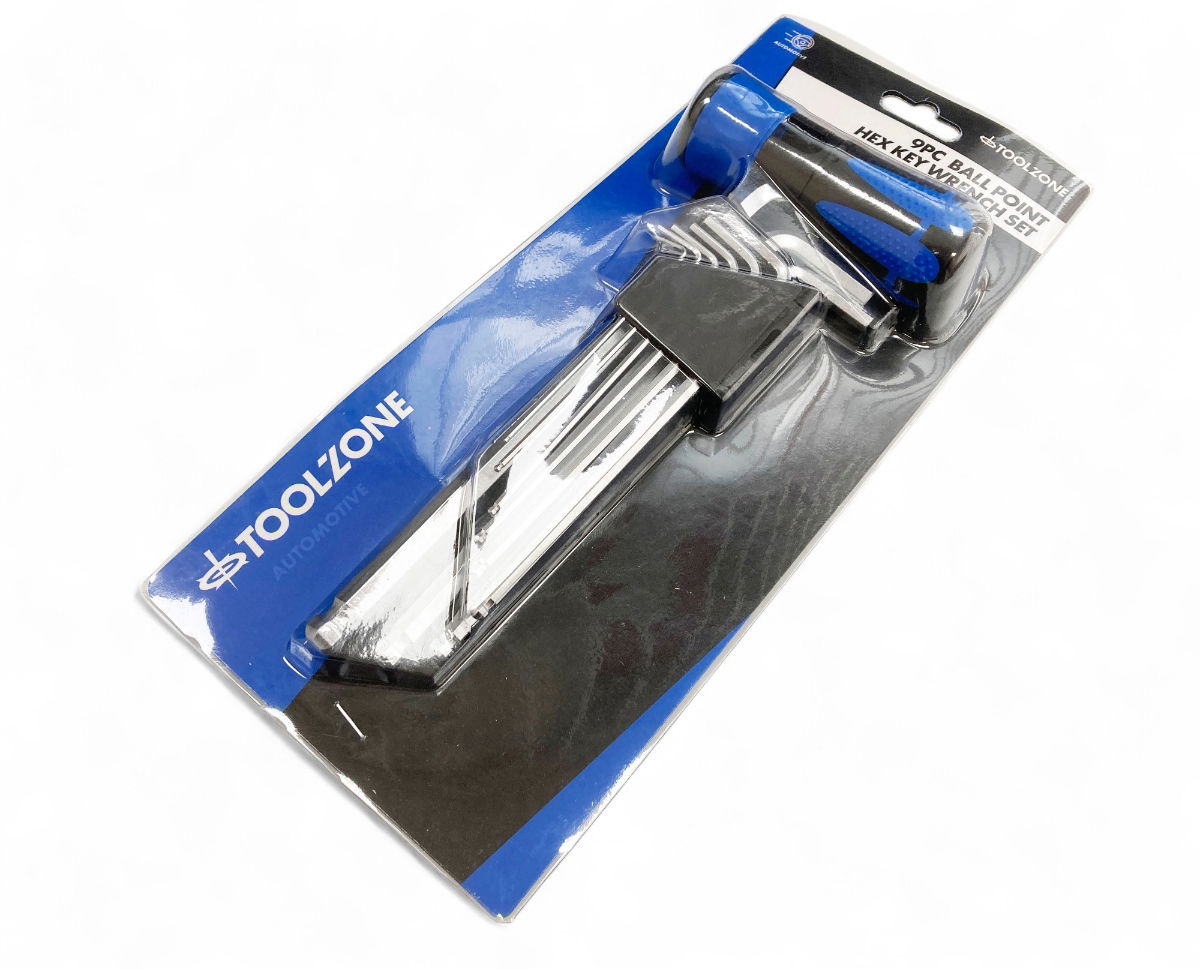HEX KEY SET BALL END METRIC 9pc WITH HANDLE CHROME ALLOY - TOOLZONE KDPHX032 thumbnail 6